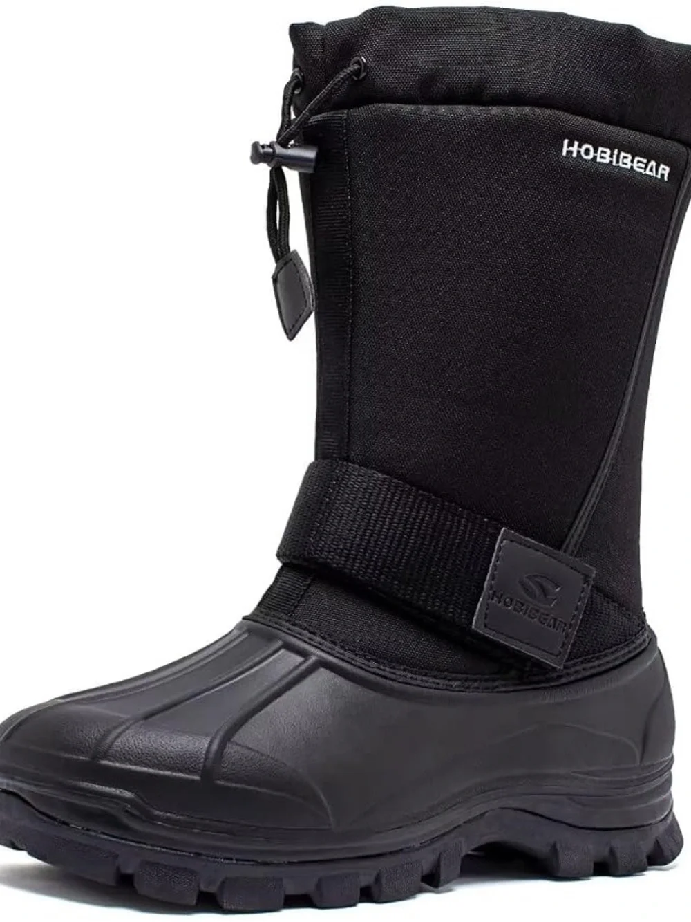 Hobibear Men’s Black Waterproof Snow Boots, Insulated Pull-On Winter Size 13